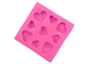 Molde silicona 9 corazones surtidos